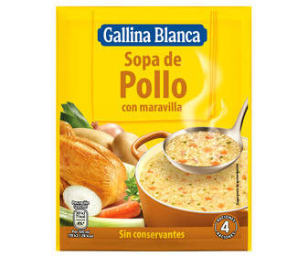 Sopa de pollo con maravilla GALLINA BLANCA sobre de 85 g. Sopa de pollo con maravilla GALLINA BLANCA sobre de 85 g.