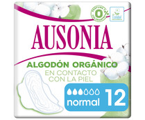 Compresas normal con alas fabricadas con algodón 100% orgánico AUSONIA Cotton protection 12 uds.