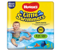 Pañales bañador unisex (bañador desechable) talla 3 - 4, para niños de 7 a 15 kilos HUGGIES Little swimmers 20 uds.