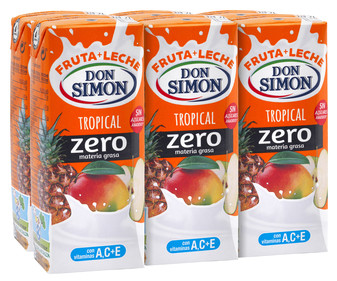 Bebida de leche y zumo de frutas tropicales y 0% materia grasa DON SIMON Funciona max 6 x 200 ml. Bebida de leche y zumo de frutas tropicales y 0% materia grasa DON SIMON Funciona max 6 x 200 ml.