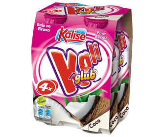 Yogur líquido con coco, sin gluten y bajo en grasa KALISE Kaliglub 4 x 165 ml. Yogur líquido con coco, sin gluten y bajo en grasa KALISE Kaliglub 4 x 165 ml.