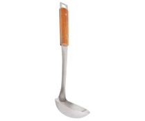 Cazo de cocina especial para servir fabricado en acero inoxidable y madera, ACTUEL.