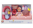 Megaconjunto de bebé de 35cm con bañera, cama y accesorios,13 piezas, ONE TWO FUN ALCAMPO.