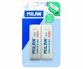 Lote de 2 gomas de borrar rectangulares y de color blanco MILAN Nata nº612.
