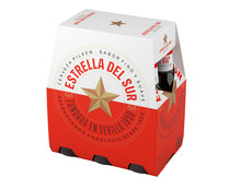 Cervezas rubias premium lager Sevilla ESTRELLA DEL SUR pack 6 botellas x 25 cl. 