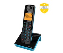 Teléfono inalámbrico ALCATEL S820 negro y azul,  identificación llamadas, agenda, manos libres, pantalla iluminada, bloqueo llamadas.