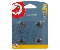 Pack de 4 pilas de botón alcalinas LR44, A76, 1,5V, PRODUCTO ALCAMPO.