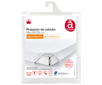Funda cubre colchón rizo antiácaros 80% algodón 20% poliéster, 135 centímetros ACTUEL.