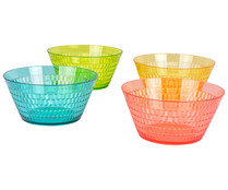 Set de 4 bols de colores con diseño en relieve, Geometry MENAJE.