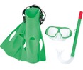 Set de snorkel con gafas, tubo y aletas +7 años, color verde o azul, ESSENTIAL.