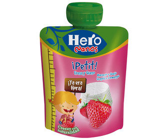 Bolsita de petit de queso y fresa a partir de 12 meses HERO Nanos 80 g. Bolsita de petit de queso y fresa a partir de 12 meses HERO Nanos 80 g.