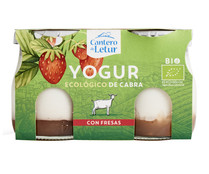 Yogur de cabra con fresas ecológico EL CANTERO DE LETUR 2 uds. x 125 g.