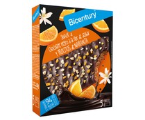 Snack de chocolate negro a la flor de azahar y trocitos de naranja BICENTURY 90 g.
