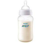 Biberón con anillo adaptador, capacidad de 330 ml  y sistema anticólicos AVENT de Philips.