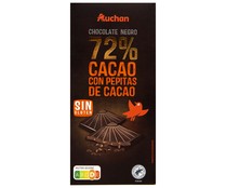 Tableta de chocolate negro 72 % cacao con pepitas de chocolate PRODUCTO ALCAMPO 100 g