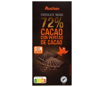 Tableta de chocolate negro 72 % cacao con pepitas de chocolate PRODUCTO ALCAMPO 100 g