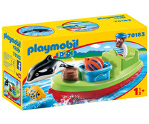 Conjunto de juego Pescador con bote, con peces y ballena incluida, 70183 PLAYMOBIL 123.