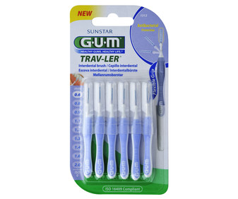 Cepillos interdentales de 0.6 mm con protección antibacteriana GUM Trav-ler 6 uds. Cepillos interdentales de 0.6 mm con protección antibacteriana GUM Trav-ler 6 uds.