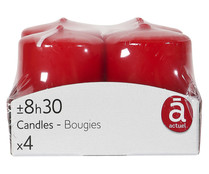 Pack de 4 velas de color rojo especial Navidad, ACTUEL.