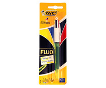 Bolígrafo retráctil tipo roller, punta media y grosor de 1mm, varios colores BIC 4 colours fluo.