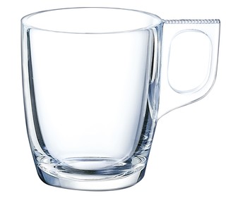 Taza con asa fabricada en vidrio transparente, capacidad de 9 centilitros LUMINARC 1 unidad. Taza con asa fabricada en vidrio transparente, capacidad de 9 centilitros LUMINARC 1 unidad.