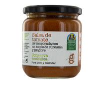 Salsa de tomate de temporada ecológica, con un toque de cúrcuma y jengibre ALCAMPO PRODUCCION CONTROLADA ECOLÓGICO 340 g.