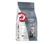 Pienso premium para gatos completo rico en pollo y arroz AUCHAN EXPERT 1.5 kg.