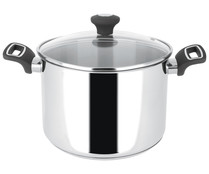 Olla alta de acero inoxidable con tapa de vidrio, apta para inducción, 30cm. ACTUEL.