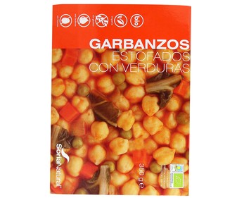 Garbanzos estofados con verduras, ecológicos SORIA NATURAL 300 g. Garbanzos estofados con verduras, ecológicos SORIA NATURAL 300 g.