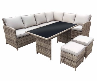 Conjunto de jardín de 5 piezas, mesa, sofás y taburetes, KACTUS REPUBLIC. Conjunto de jardín de 5 piezas, mesa, sofás y taburetes, KACTUS REPUBLIC.