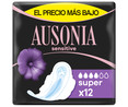 Compresas super con alas AUSONIA Sensitive 12 uds.