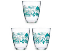 3 vasos de 31cl, decoración turquesa, 3RE.
