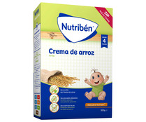 Papilla en polvo de crema de arroz, a partir de 4 meses NUTRIBÉN 300 g.