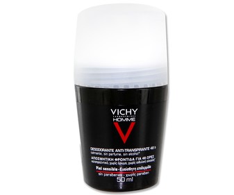 Desodorante roll on para hombre efecto antitranspirante para piel sensible VICHY HOMME 50 ml. Desodorante roll on para hombre efecto antitranspirante para piel sensible VICHY HOMME 50 ml.