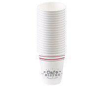 10 vasos de cartón color blanco decorado "Cafe Bistro", 0,28 litros, ACTUEL.
