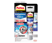 Silicona blanca de baño resistente al agua y anti moho de 50 ml, PATTEX. Silicona blanca de baño resistente al agua y anti moho de 50 ml, PATTEX.