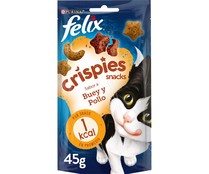 Snacks para gatos a base de buey y pollo FELIX CRISPIES 45 g.