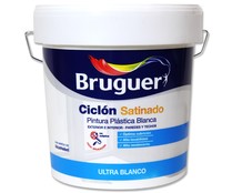 Pintura plástica  interior-exterior, blanco satinado, BRUGUER Ciclon, 4L.