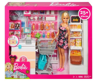 Conjunto de juego Vamos al supermercado con muñeca Barbie y 25 accesorios, BARBIE. Conjunto de juego Vamos al supermercado con muñeca Barbie y 25 accesorios, BARBIE.