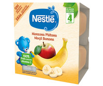 Tarrinas de manzana y plátano, a partir de 4 meses NESTLÉ 4 x 100 g.