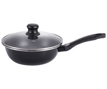 Guisera de acero esmaltado apta para inducción con interior antiadherente Whitford y tapa de vidrio, 24 cm. ACTUEL.