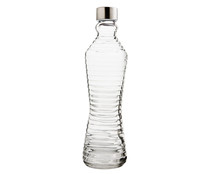 Botella de vidrio transparente con relieve de rayas, tapón de rosca, 1 litro, Line QUID.