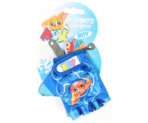 Guantes infantiles para bicicleta, estampado color azul, AOK.