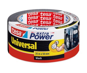 Cinta americana negra, 25m x 50mm,, TESA Extra Power Universal.