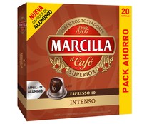 Café con intensidad 10 en cápsulas MARCILLA caja de 20 uds