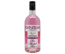 Ginebra premium sin alcohol y con sabor a fresa GINSIN botella 70 cl.