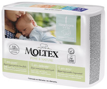 Pañales ecológicos talla 1 para bebés recien nacidos de 2 a 5 kilogramos MOLTEX Pure & nature 22 uds.
