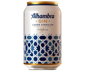 Cerveza sin alcohol ALHAMBRA SIN LAGER SINGULAR lata de 33 centilitros Cerveza sin alcohol ALHAMBRA SIN LAGER SINGULAR lata de 33 centilitros