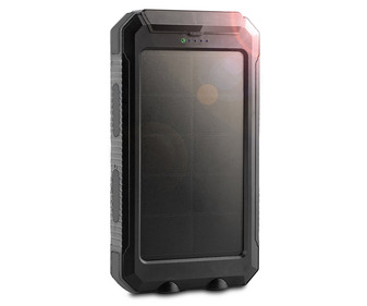Batería portátil solar MUVIT power bank, 10000mAh, 2 puertos USB 2A, brújula linterna LED.