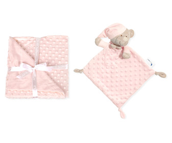 Set de manta burbuja + doudou, color rosa claro, INTERBABY.